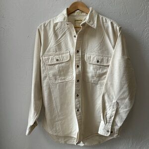 Cotton Chamois Shirt Flannel Soft Off White L